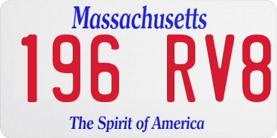 MA license plate 196RV8
