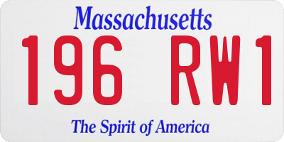 MA license plate 196RW1