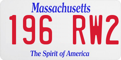 MA license plate 196RW2