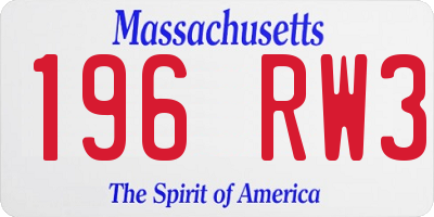 MA license plate 196RW3