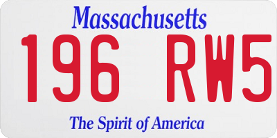 MA license plate 196RW5