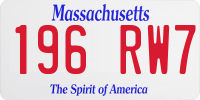 MA license plate 196RW7