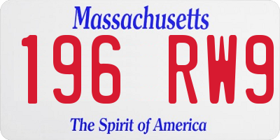 MA license plate 196RW9