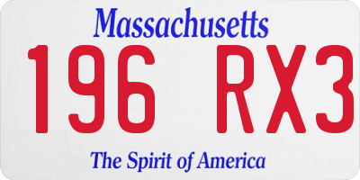 MA license plate 196RX3