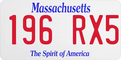 MA license plate 196RX5
