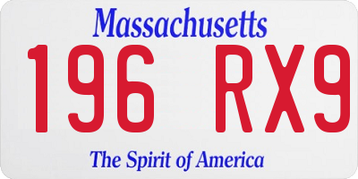 MA license plate 196RX9