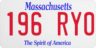 MA license plate 196RY0