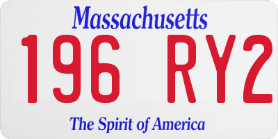 MA license plate 196RY2