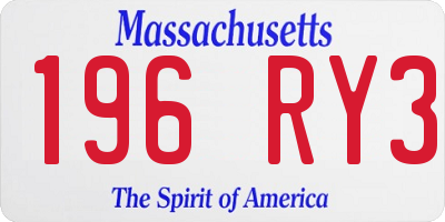 MA license plate 196RY3