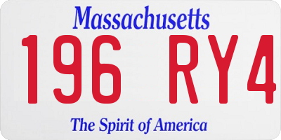MA license plate 196RY4