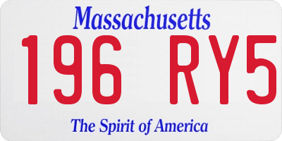 MA license plate 196RY5