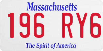 MA license plate 196RY6