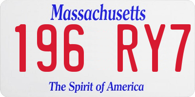 MA license plate 196RY7