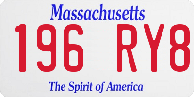 MA license plate 196RY8