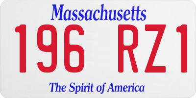 MA license plate 196RZ1