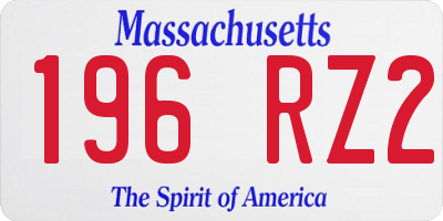MA license plate 196RZ2