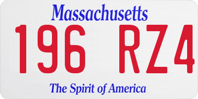 MA license plate 196RZ4