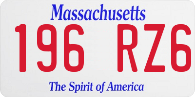 MA license plate 196RZ6