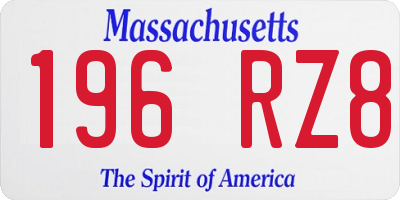 MA license plate 196RZ8