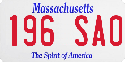 MA license plate 196SA0