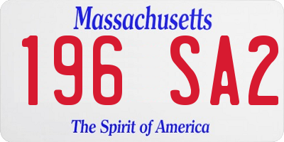 MA license plate 196SA2