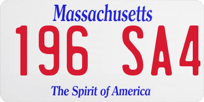 MA license plate 196SA4