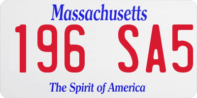 MA license plate 196SA5