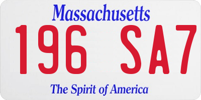 MA license plate 196SA7