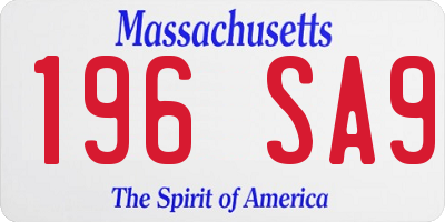 MA license plate 196SA9