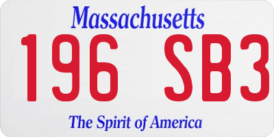MA license plate 196SB3