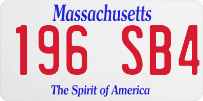 MA license plate 196SB4