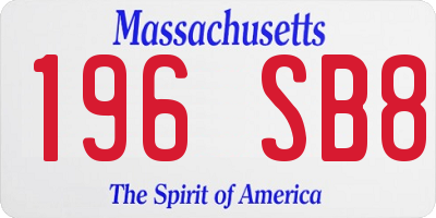MA license plate 196SB8
