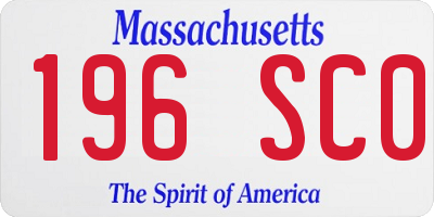 MA license plate 196SC0