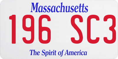 MA license plate 196SC3