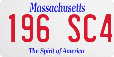 MA license plate 196SC4