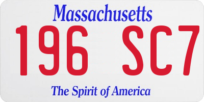MA license plate 196SC7