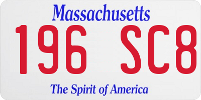 MA license plate 196SC8