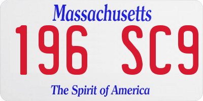 MA license plate 196SC9