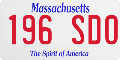 MA license plate 196SD0