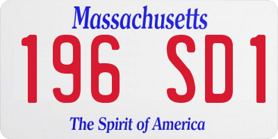 MA license plate 196SD1
