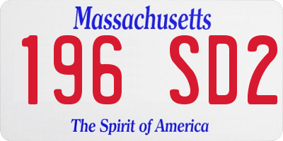 MA license plate 196SD2