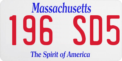 MA license plate 196SD5