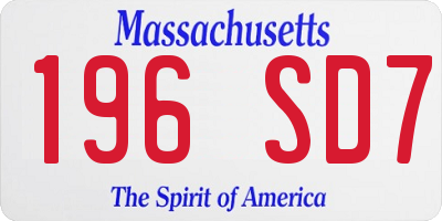 MA license plate 196SD7