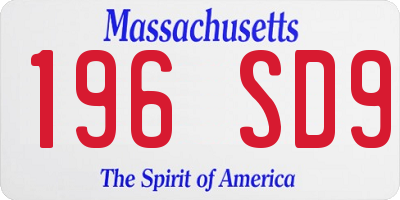 MA license plate 196SD9