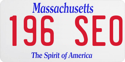 MA license plate 196SE0