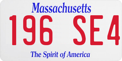MA license plate 196SE4