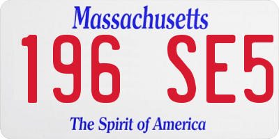 MA license plate 196SE5