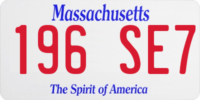 MA license plate 196SE7