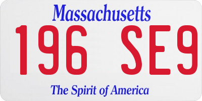 MA license plate 196SE9