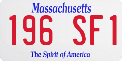 MA license plate 196SF1